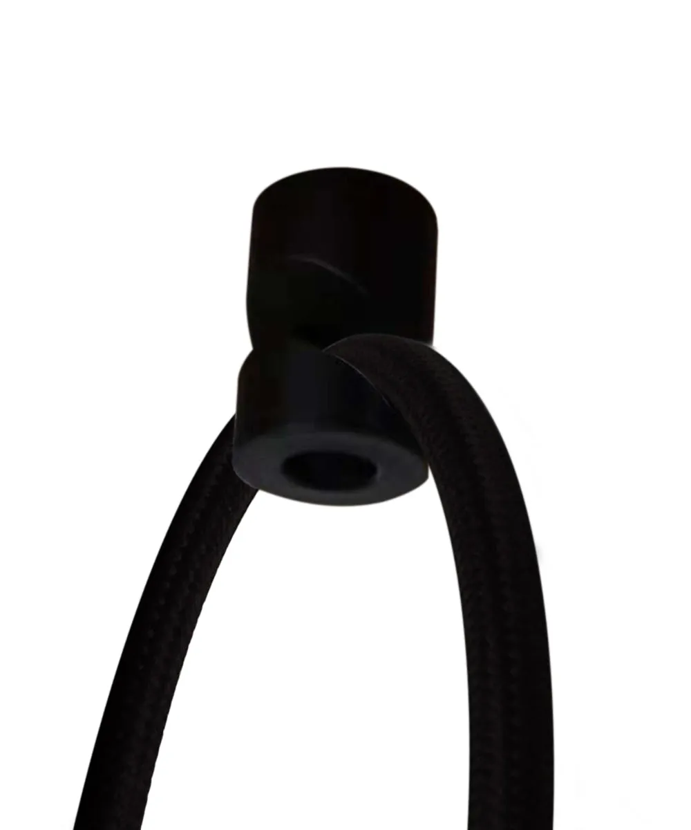 1 Light Swag Plug-In Pendant 14"w Rounded Corner Square Oatmeal Drum Shade, Black Cord