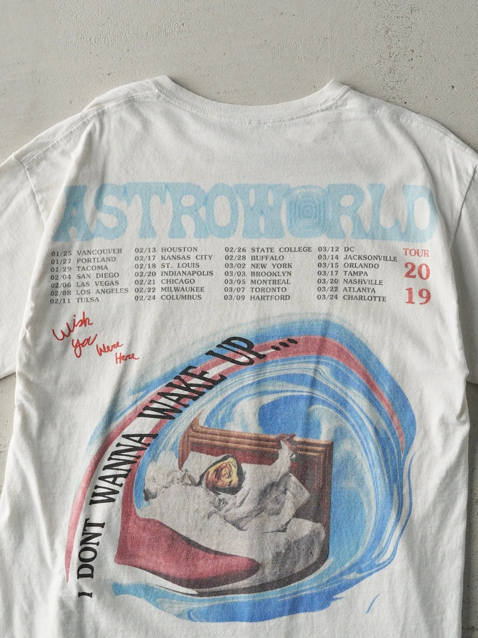 19' White Travis Scott Astroworld Tour ' I dont want to wake up' Tee (M)