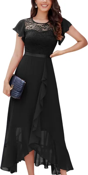 BeryLove Formal Dresses for Women 2025 Wedding Guest with Slit Cocktail Elegant Lace Long Prom Dress