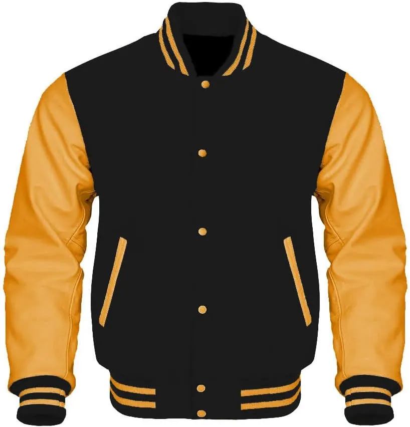 Bitling Varsity Letterman Baseball Bomber Jackets Genuine Leather Sleeves & Multi Wool Color Options