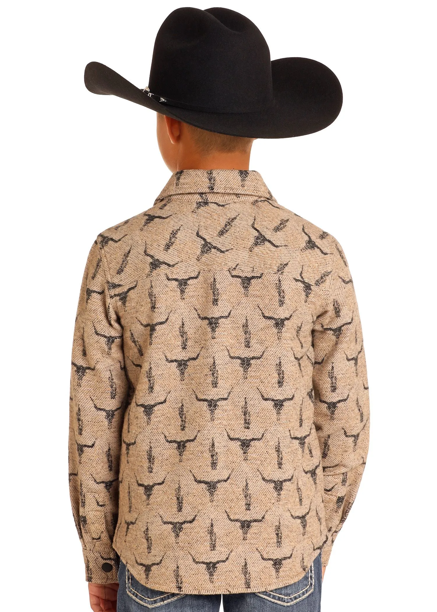Boy's Rock & Roll Skull Print Shirt Jacket