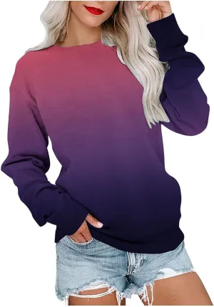 Ceboyel Long Sleeve Shirts for Women Crewneck Sweatshirt Pullover Casual Long Sleeve Tops Trendy Loose Fit Fall Clothing 2023