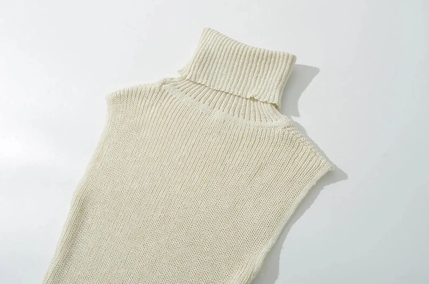 efvandoloe Autumn Winter Turtleneck Knitted Sweater Dress Women Sleevless Midi Dresses