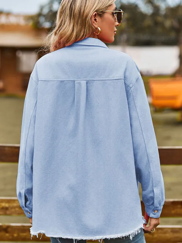 Frayed Denim Jacket - Distressed Jean Shirt