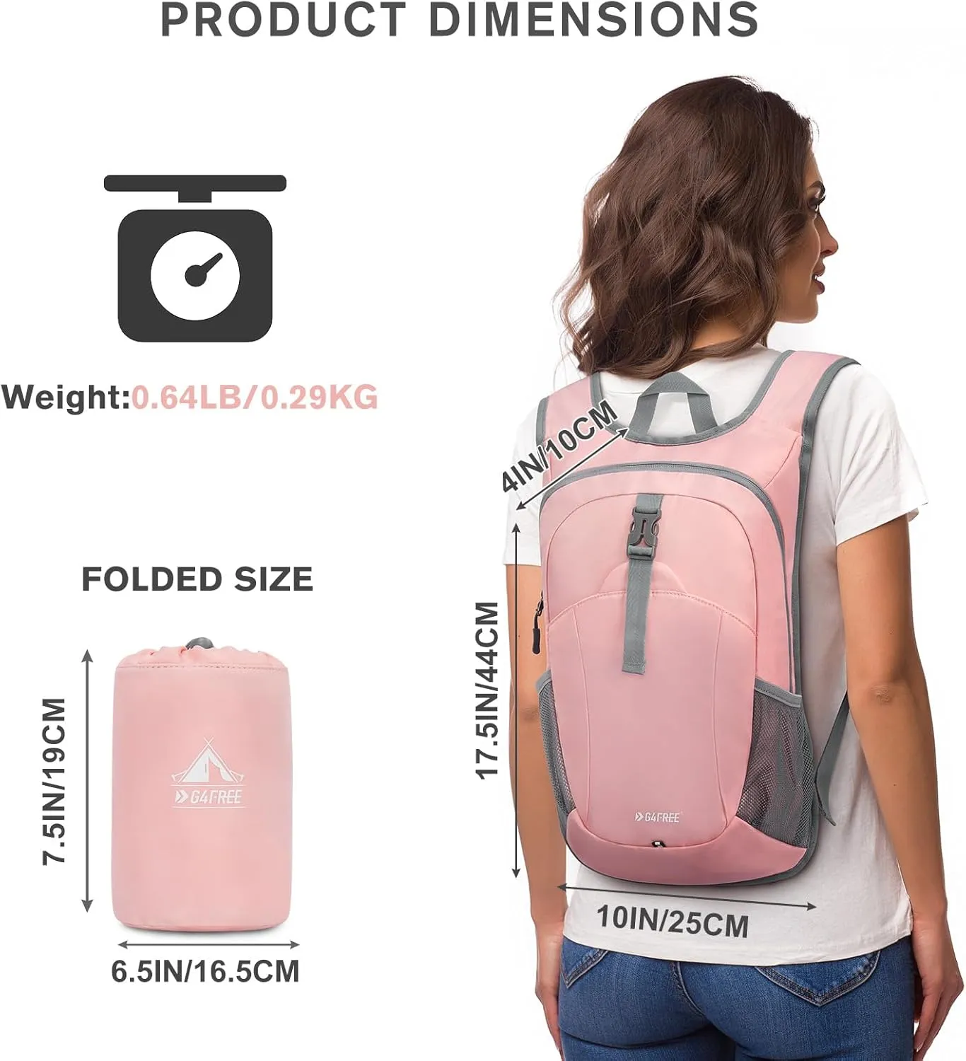 G4Free 12L Hiking Backpack, Lightweight Small Hiking Daypack for Outdoor Travel Mini Foldable Shoulder Bag