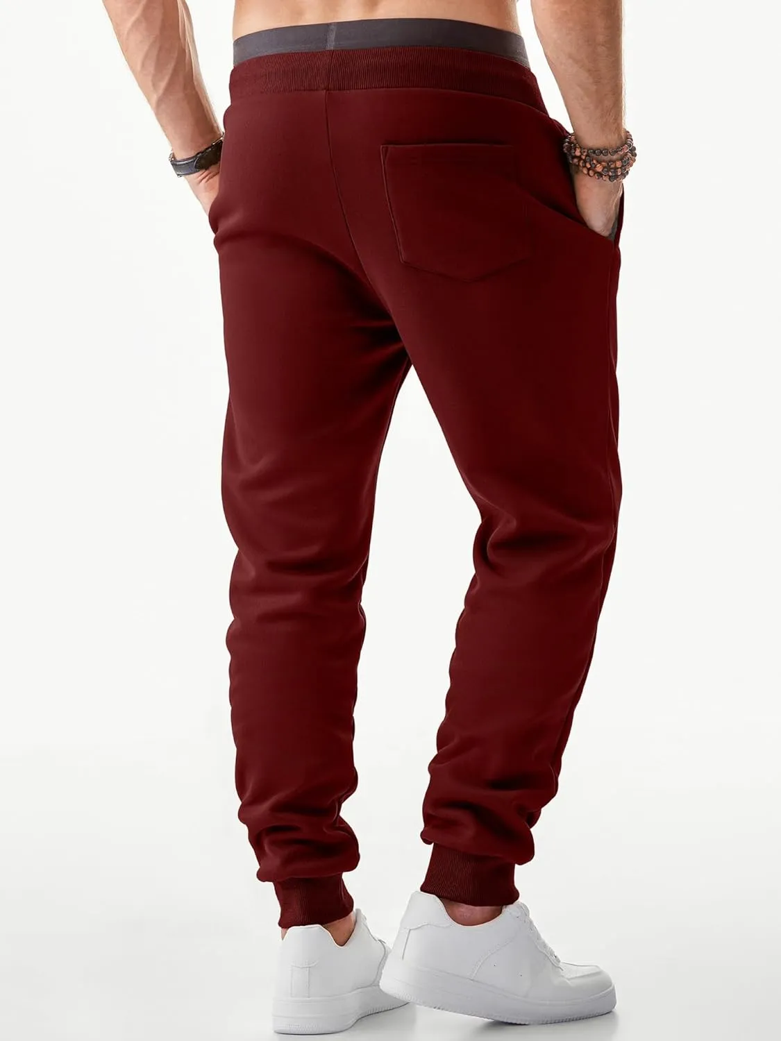 JMIERR Men's Sweatpants with Zipper Pockets Fleece Tapered Joggers Drawstring Waist Athletic Gym Running Workout Track Pants