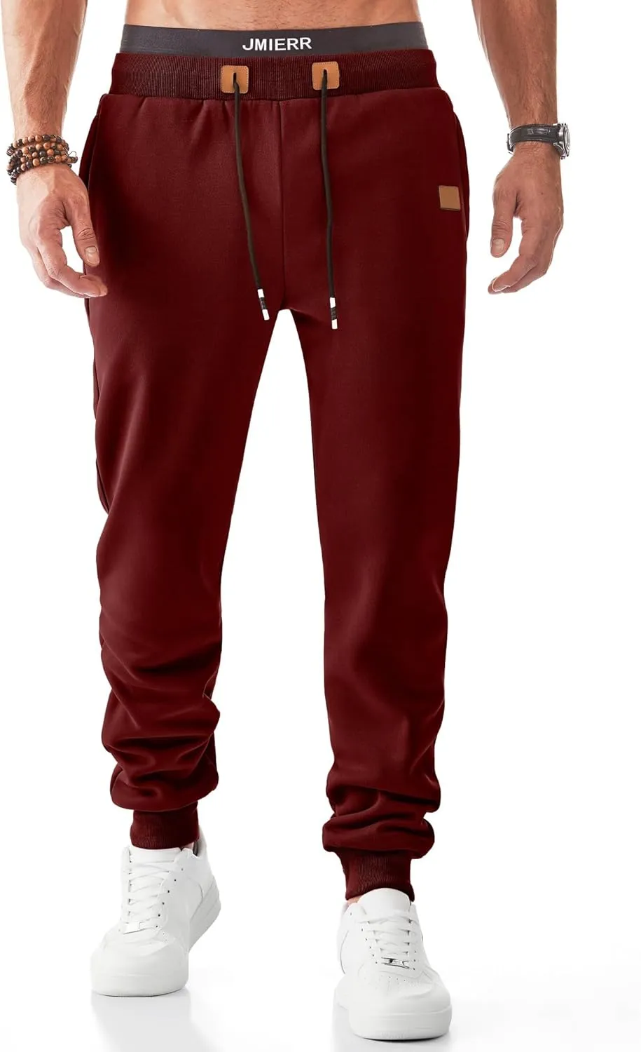 JMIERR Men's Sweatpants with Zipper Pockets Fleece Tapered Joggers Drawstring Waist Athletic Gym Running Workout Track Pants