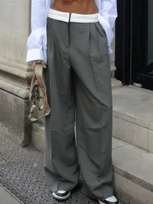 Joskaa Contrast Waist Vintage Tailored Pants
