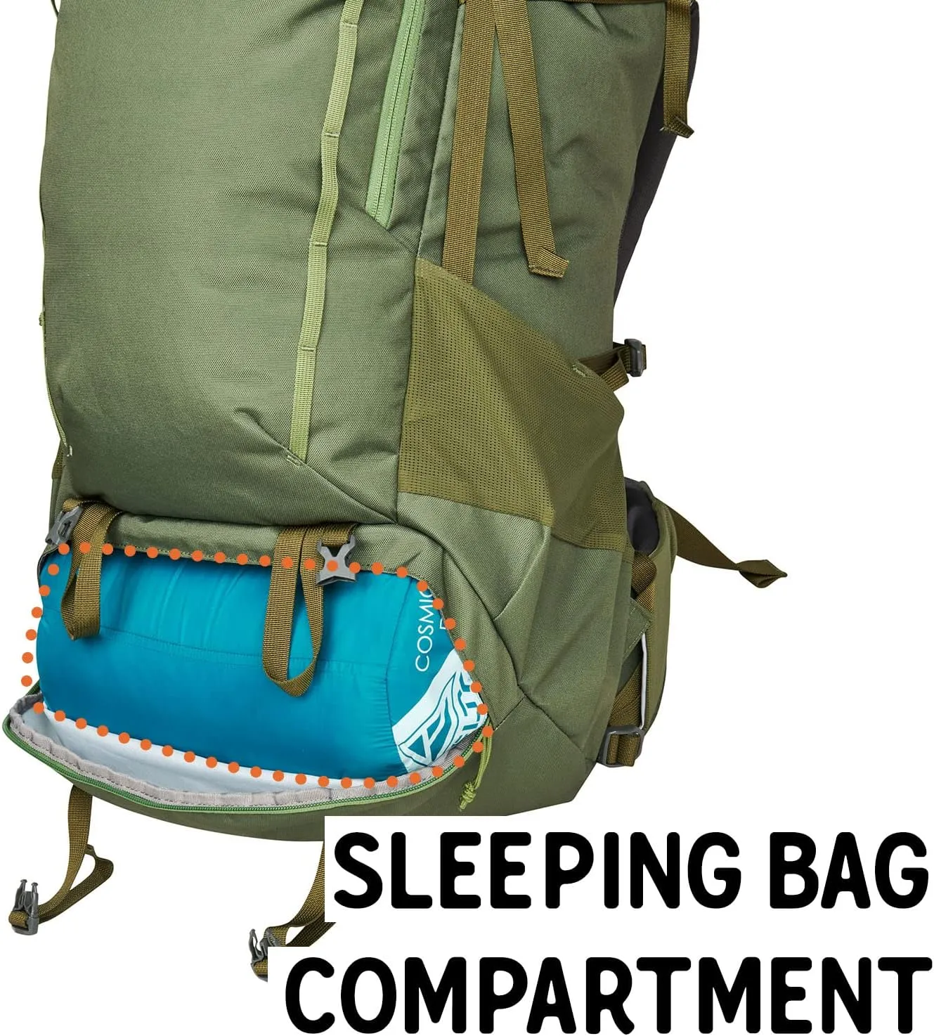 Kelty Asher Day Hiking Pack, 18-85 Liter Capacity, Hiking, Backpacking, Travel Pack, Internal Frame 2023 Model (65L Winter Moss)