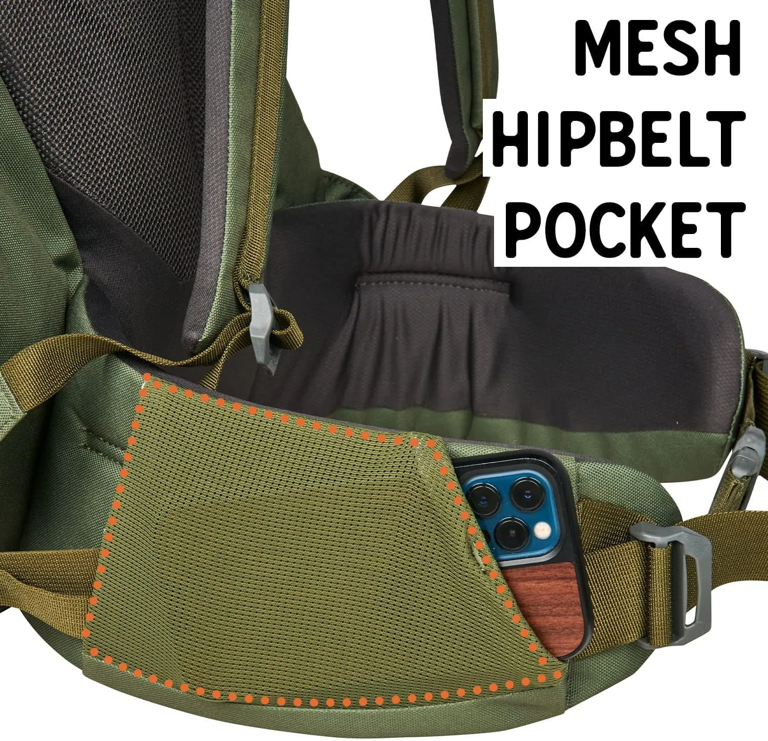 Kelty Asher Day Hiking Pack, 18-85 Liter Capacity, Hiking, Backpacking, Travel Pack, Internal Frame 2023 Model (65L Winter Moss)