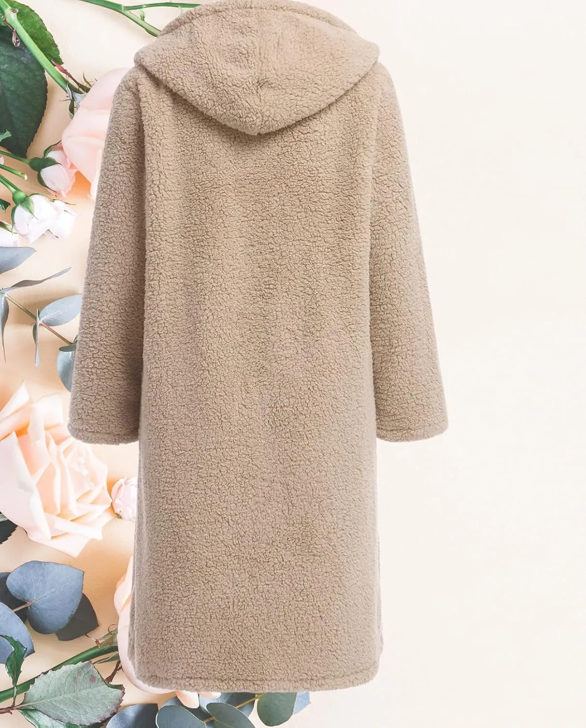 Ladies Cozy Winter Teddy Bear Long Coats for Women 2024 Fashion Oversized Jacket Fuzzy Fleece Faux Fur Sherpa