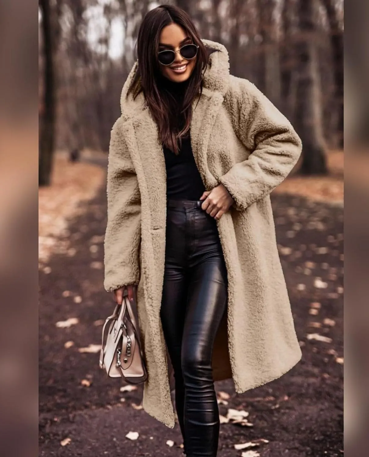 Ladies Cozy Winter Teddy Bear Long Coats for Women 2024 Fashion Oversized Jacket Fuzzy Fleece Faux Fur Sherpa