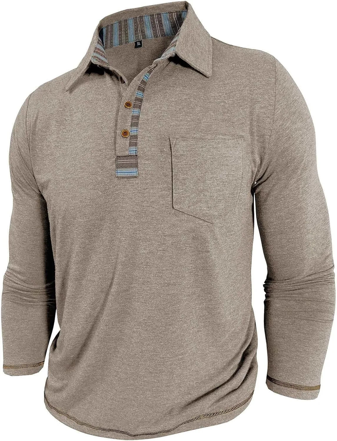 Long Sleeve Polo Shirts for Men Button Up Cotton Casual Golf Polos Shirt with Pocket Camiseta Manga Larga para Hombre