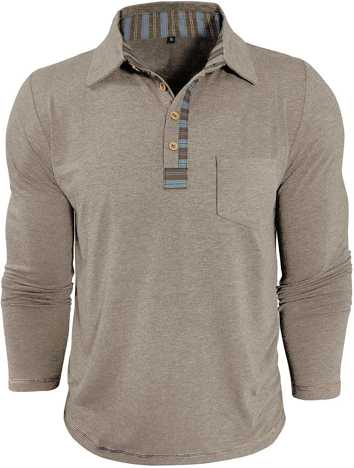 Long Sleeve Polo Shirts for Men Button Up Cotton Casual Golf Polos Shirt with Pocket Camiseta Manga Larga para Hombre
