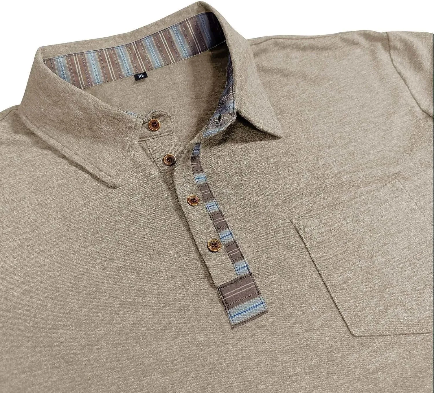 Long Sleeve Polo Shirts for Men Button Up Cotton Casual Golf Polos Shirt with Pocket Camiseta Manga Larga para Hombre