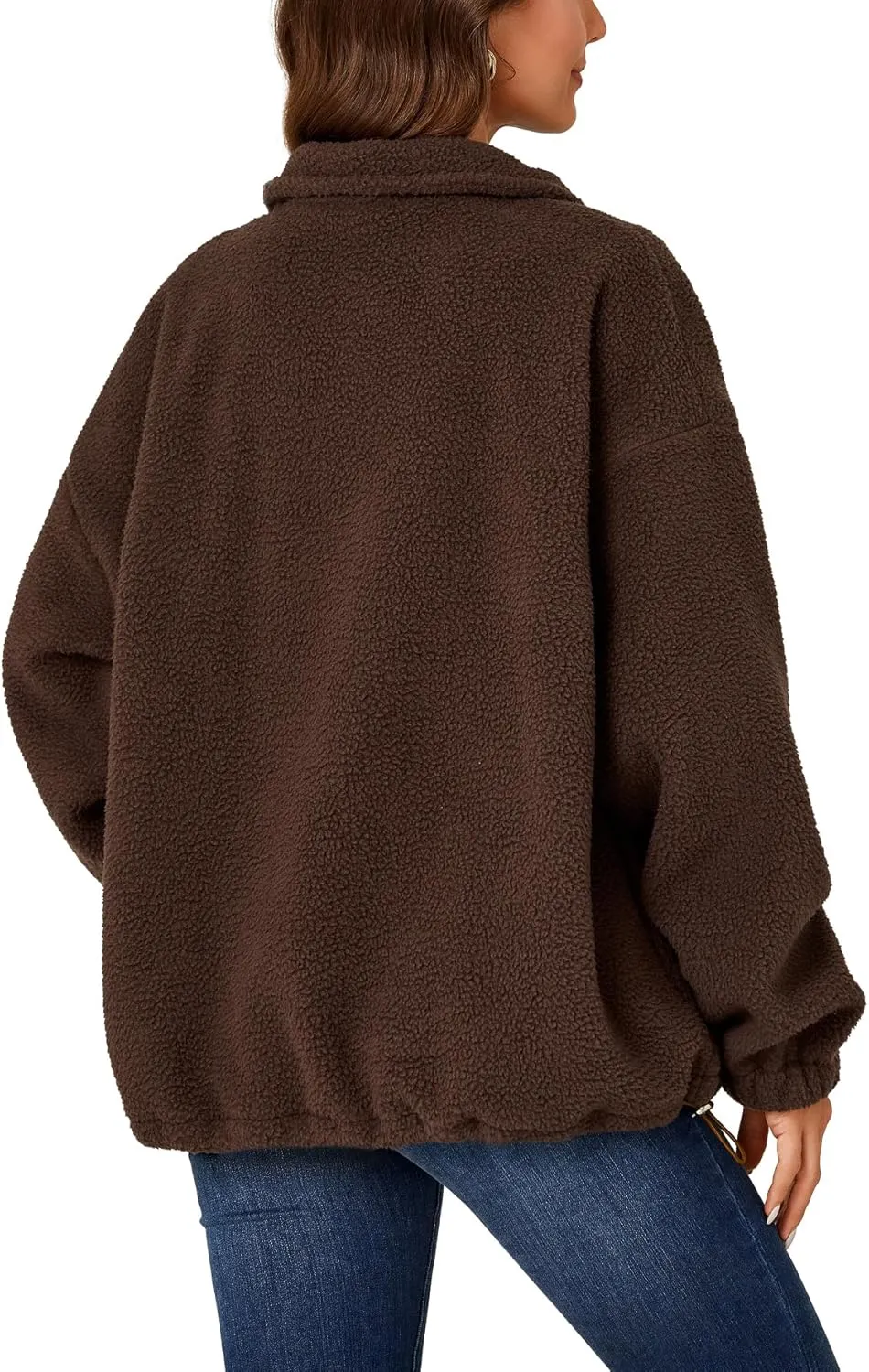 LYANER Women's Full Zip Fleece Lapel Long Sleeve Fuzzy Sherpa Jacket Warm Teddy Coat with Pockets