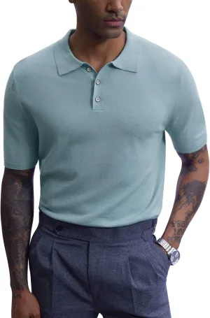 Mainfini Mens Knit Button Polo Shirts Vintage 70s Golf Shirt Casual Beach Vacation Outfit