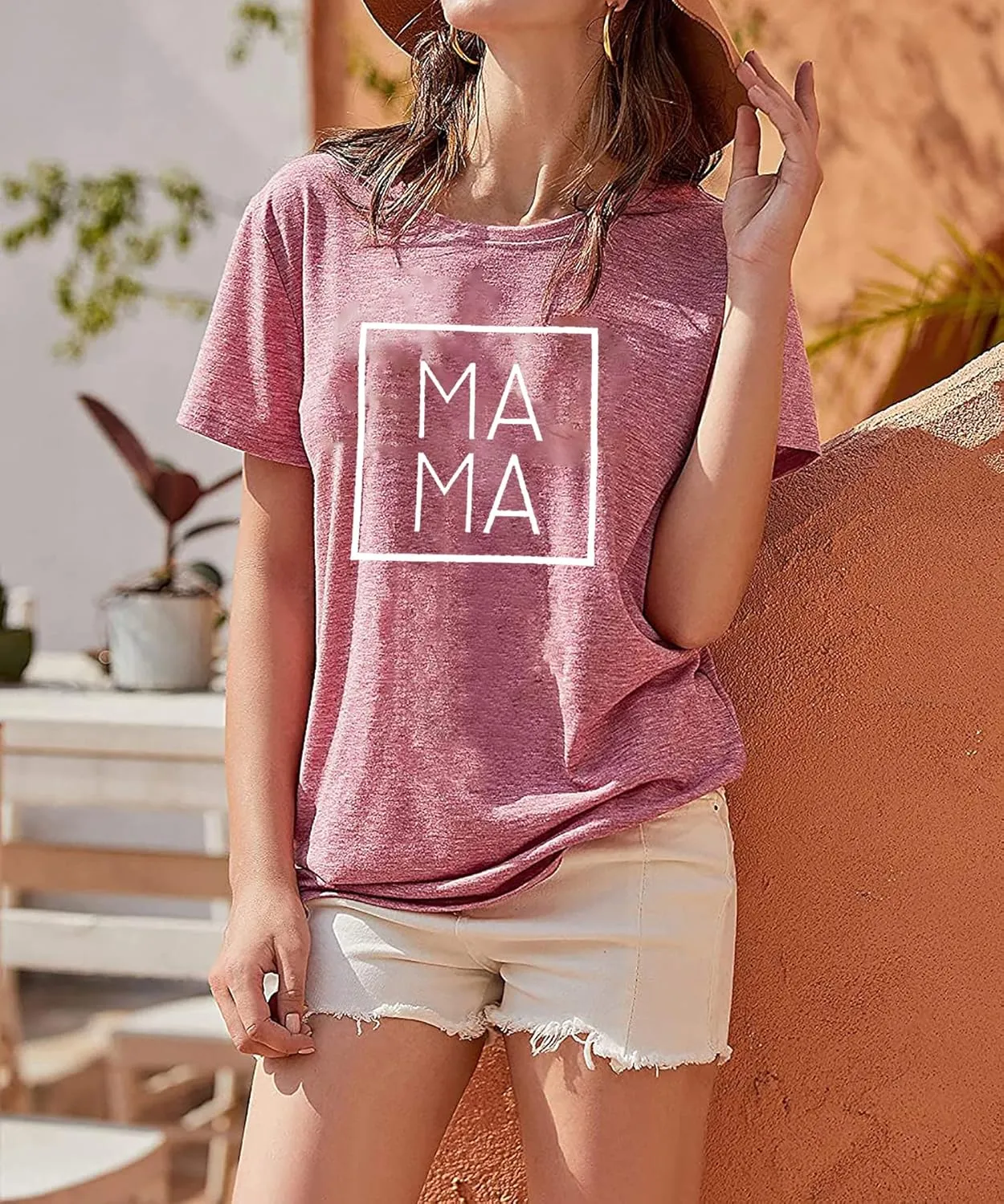 Mama Letters Print T-Shirt Women Short Sleeve Casual Graphic Tees Tops Mother's Day Shirts Gift