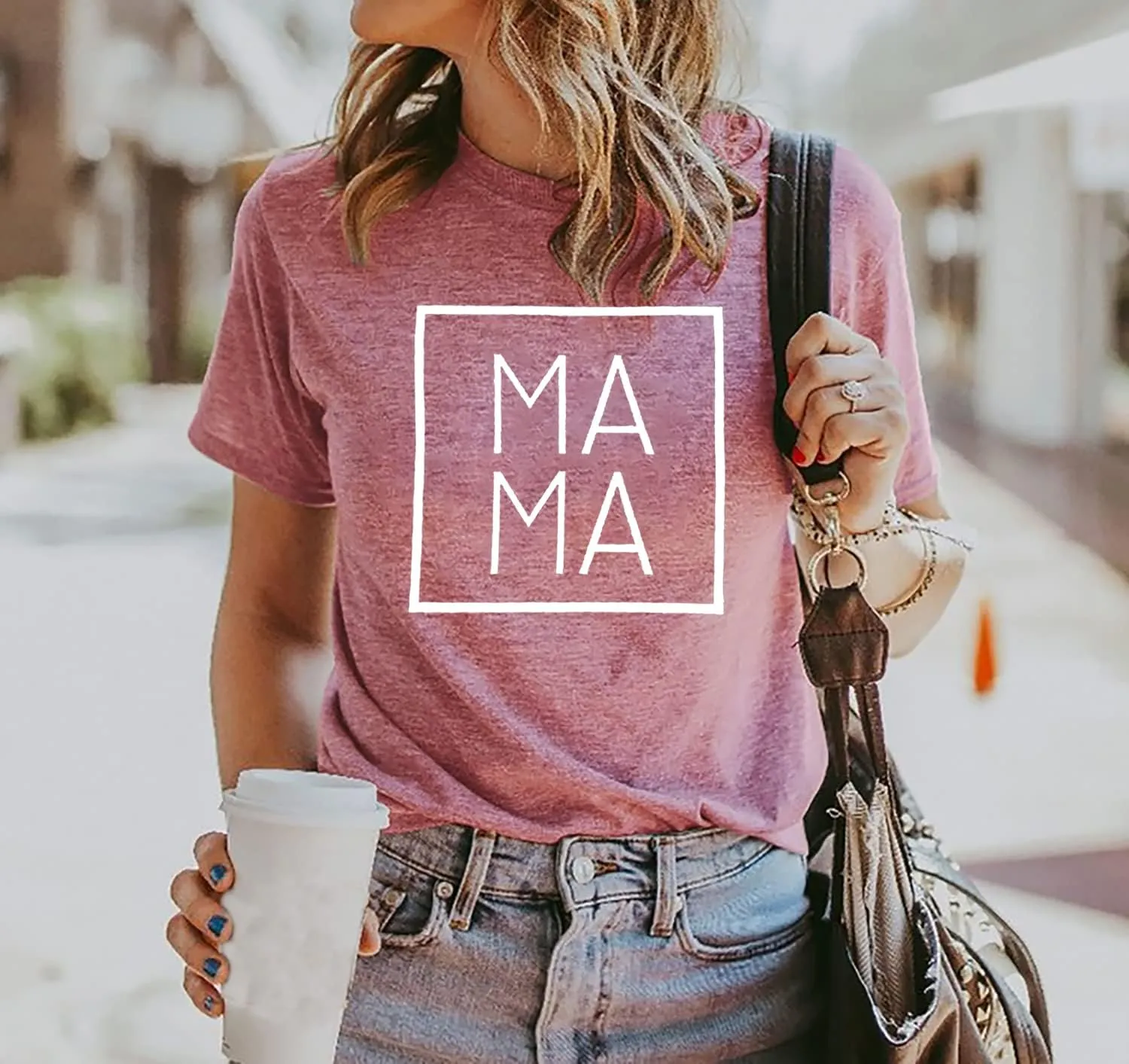 Mama Letters Print T-Shirt Women Short Sleeve Casual Graphic Tees Tops Mother's Day Shirts Gift