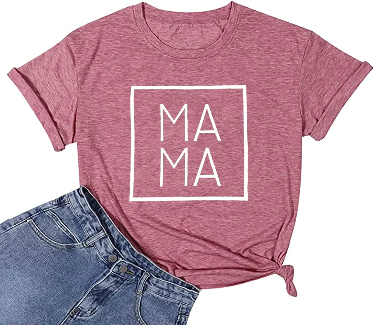 Mama Letters Print T-Shirt Women Short Sleeve Casual Graphic Tees Tops Mother's Day Shirts Gift