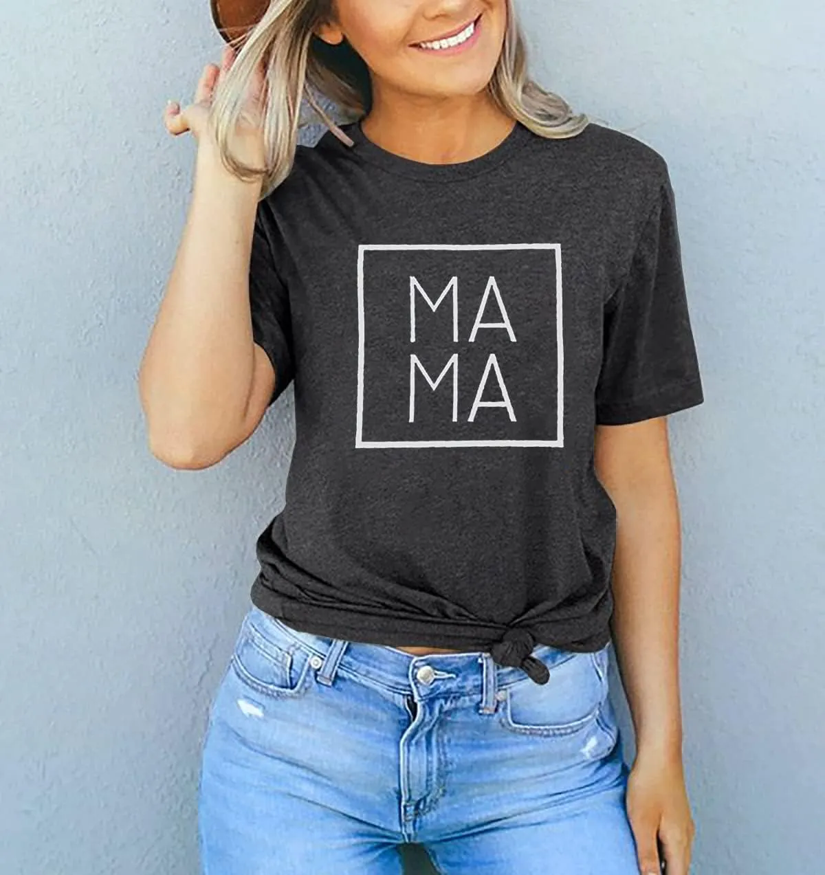 Mama Letters Print T-Shirt Women Short Sleeve Casual Graphic Tees Tops Mother's Day Shirts Gift