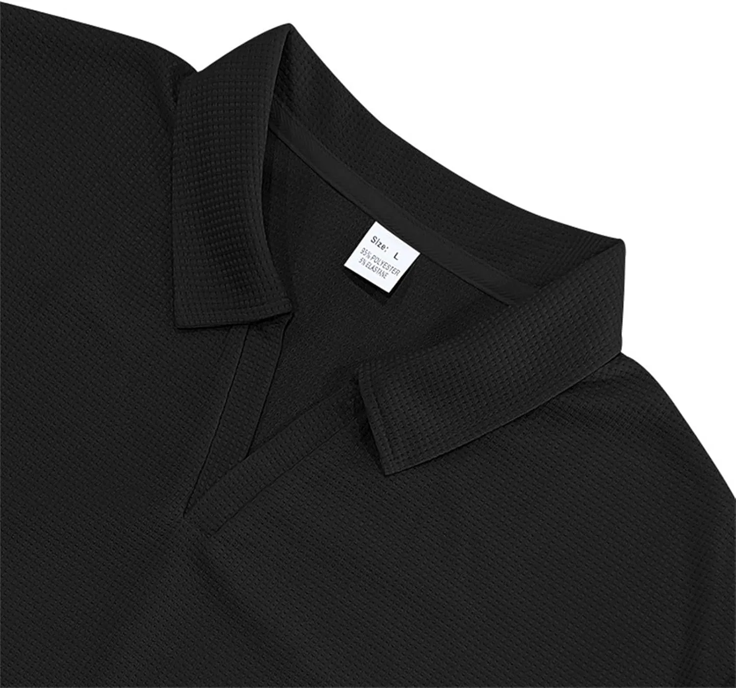 Mens Mulscle Polo Shirts V Neck Casual Slim Fit Stretch Short Sleeve T Shirt Solid Textured Golf Work Summer Tops