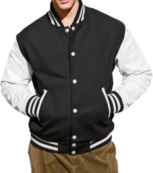 Mens Varsity Letterman Baseball Bomber Jacket | Casual Fashion Wool & Faux Leather College/High School Jackets