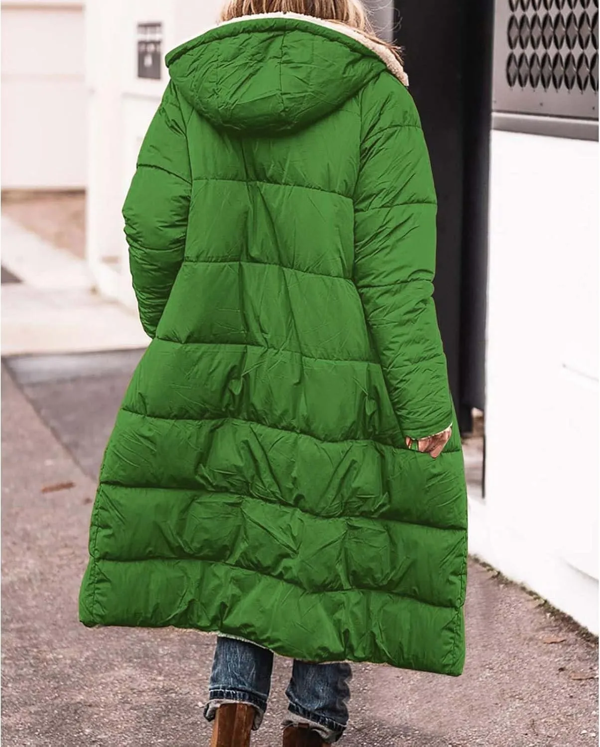 Muyise Womens Sherpa Fleece Coat Winter Warm Oversized Shearling Thicken Puffer Long Coats Jackets Outerwear with Pockets