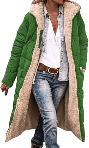 Muyise Womens Sherpa Fleece Coat Winter Warm Oversized Shearling Thicken Puffer Long Coats Jackets Outerwear with Pockets