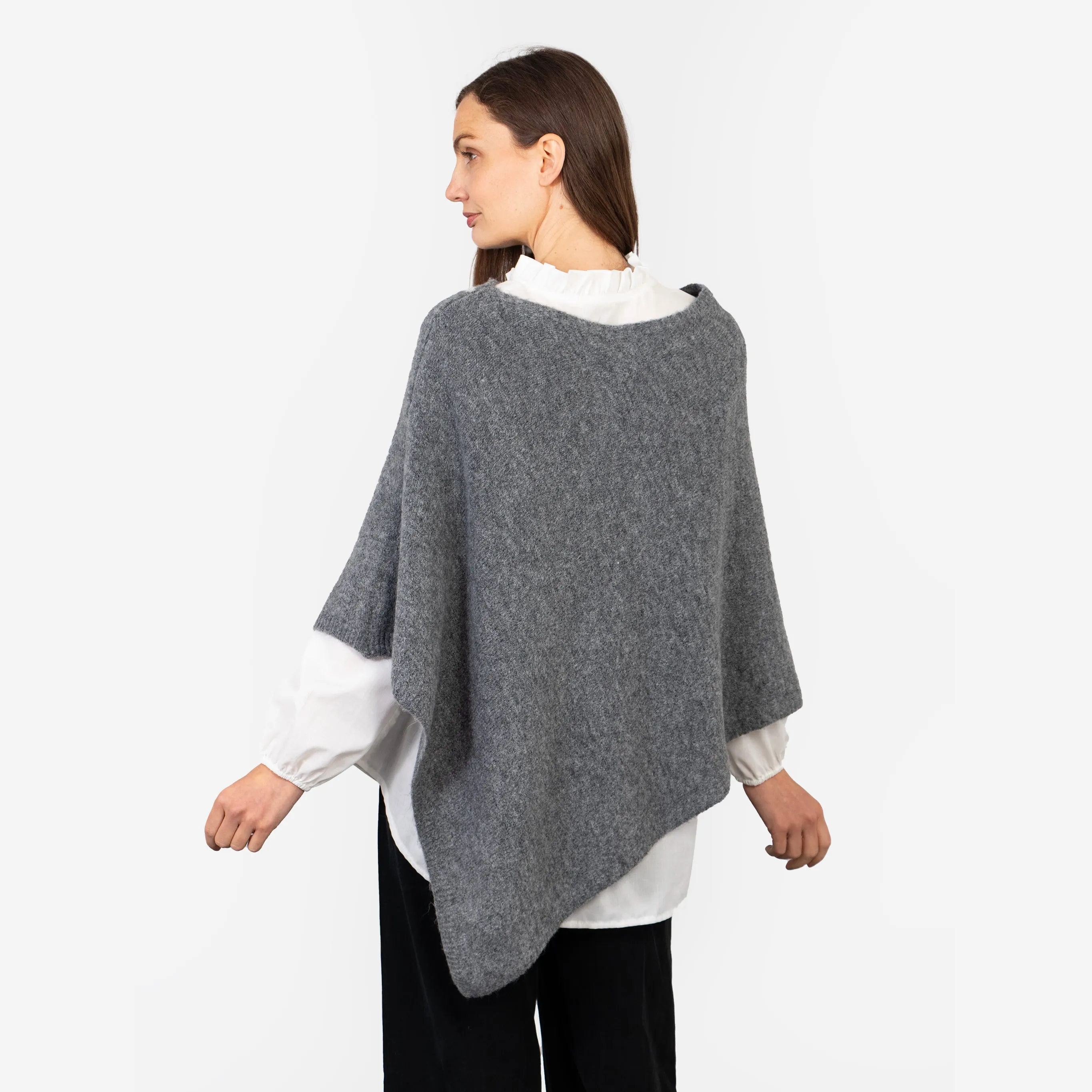 Nina Knitted Poncho - Grey