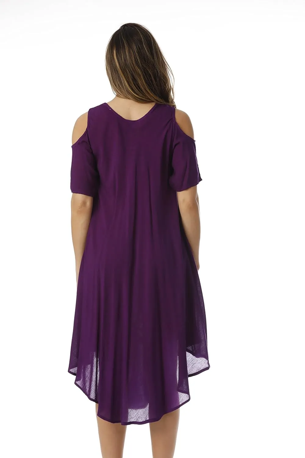 Riviera Sun Lace-Up Cold Shoulder Casual Dress with Tonal Embroidery
