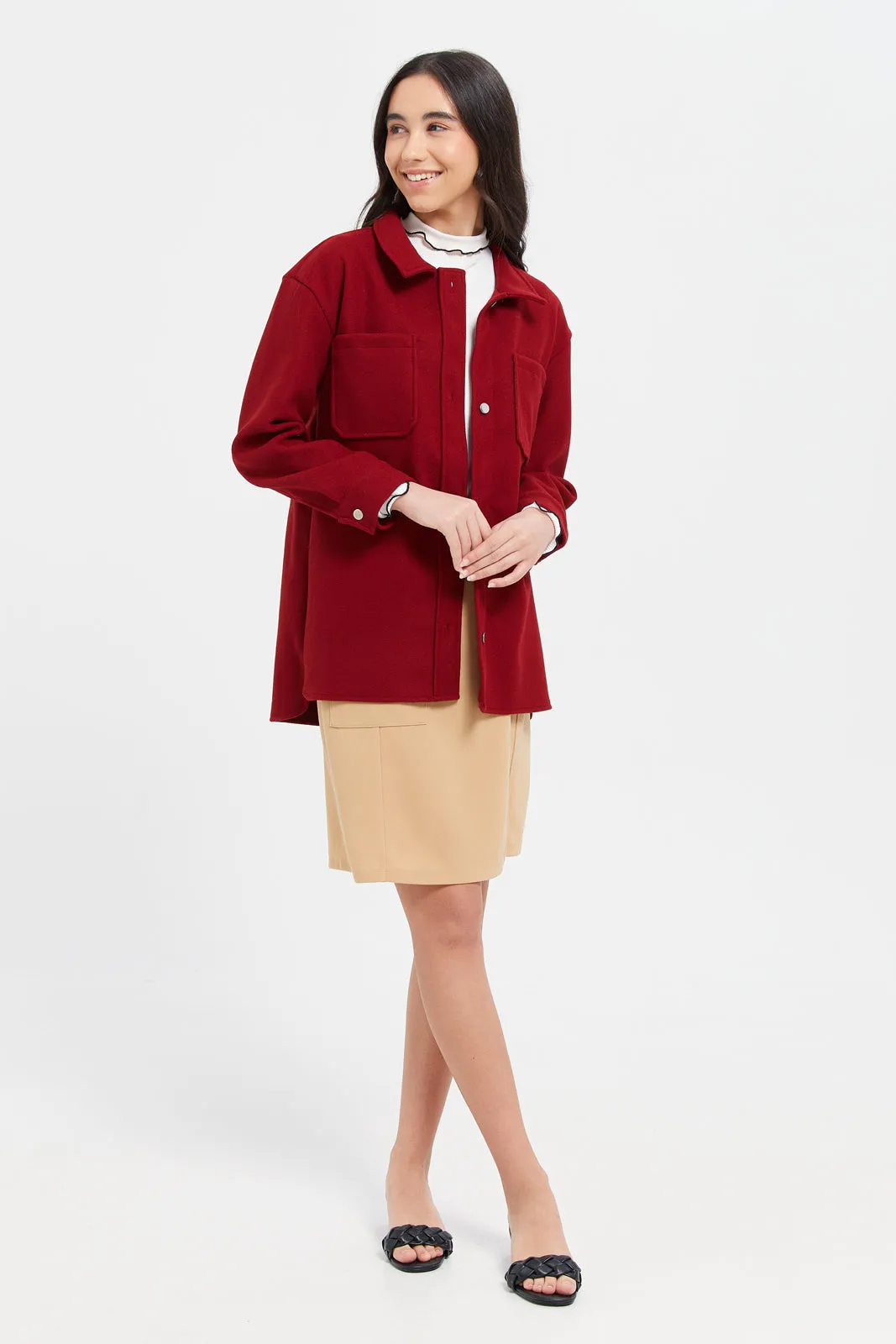 Senior Girls Red Plain Tunic Shackets