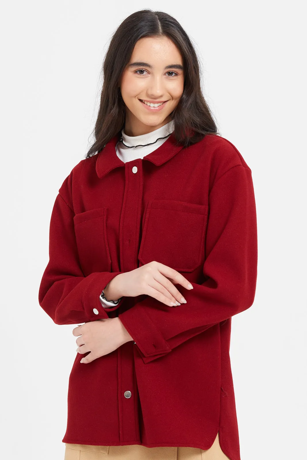 Senior Girls Red Plain Tunic Shackets