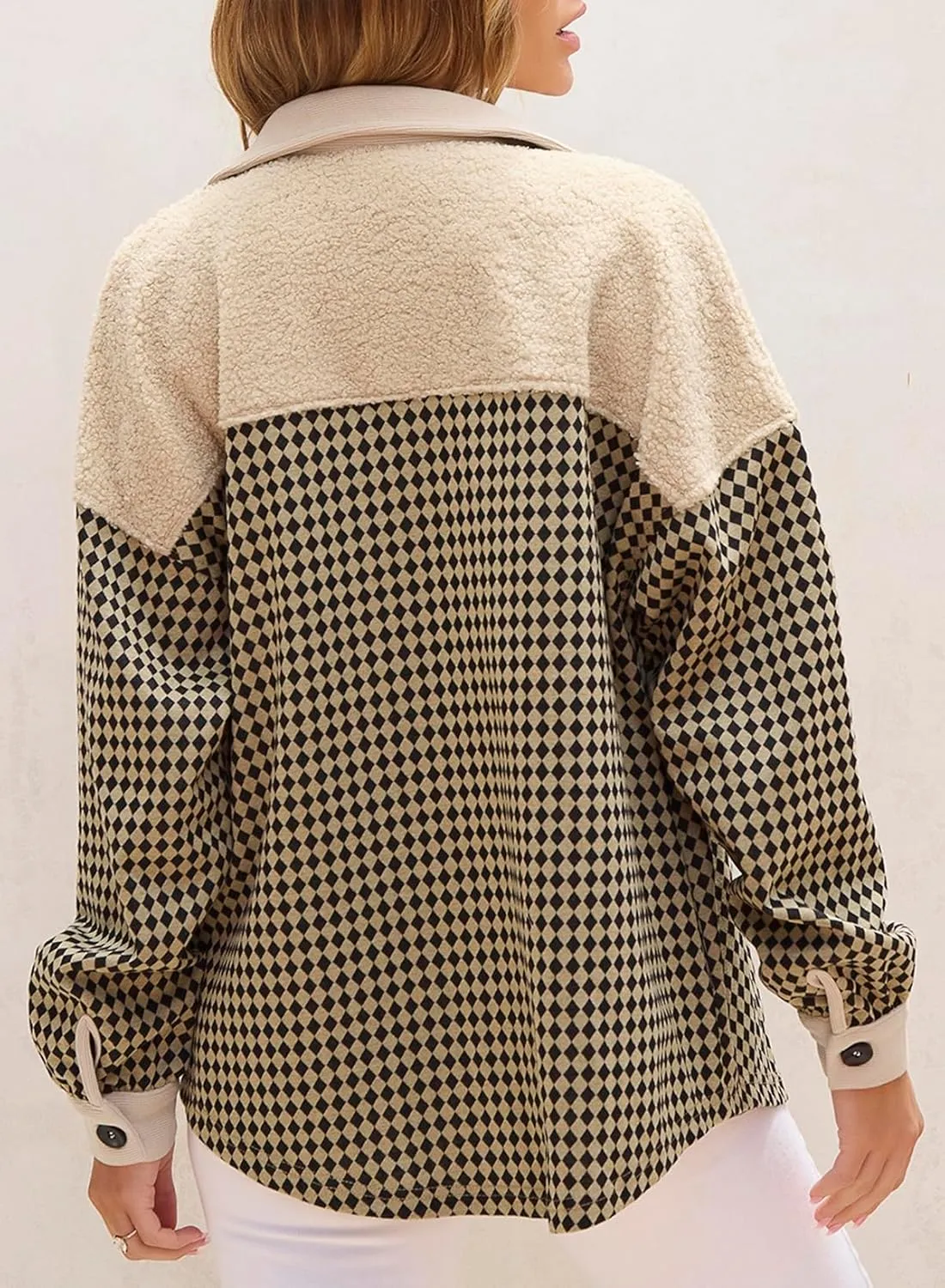 SHEWIN Shackets for Women 2024 Casual Long Sleeve Tops Button Down Plaid Fall Jackets