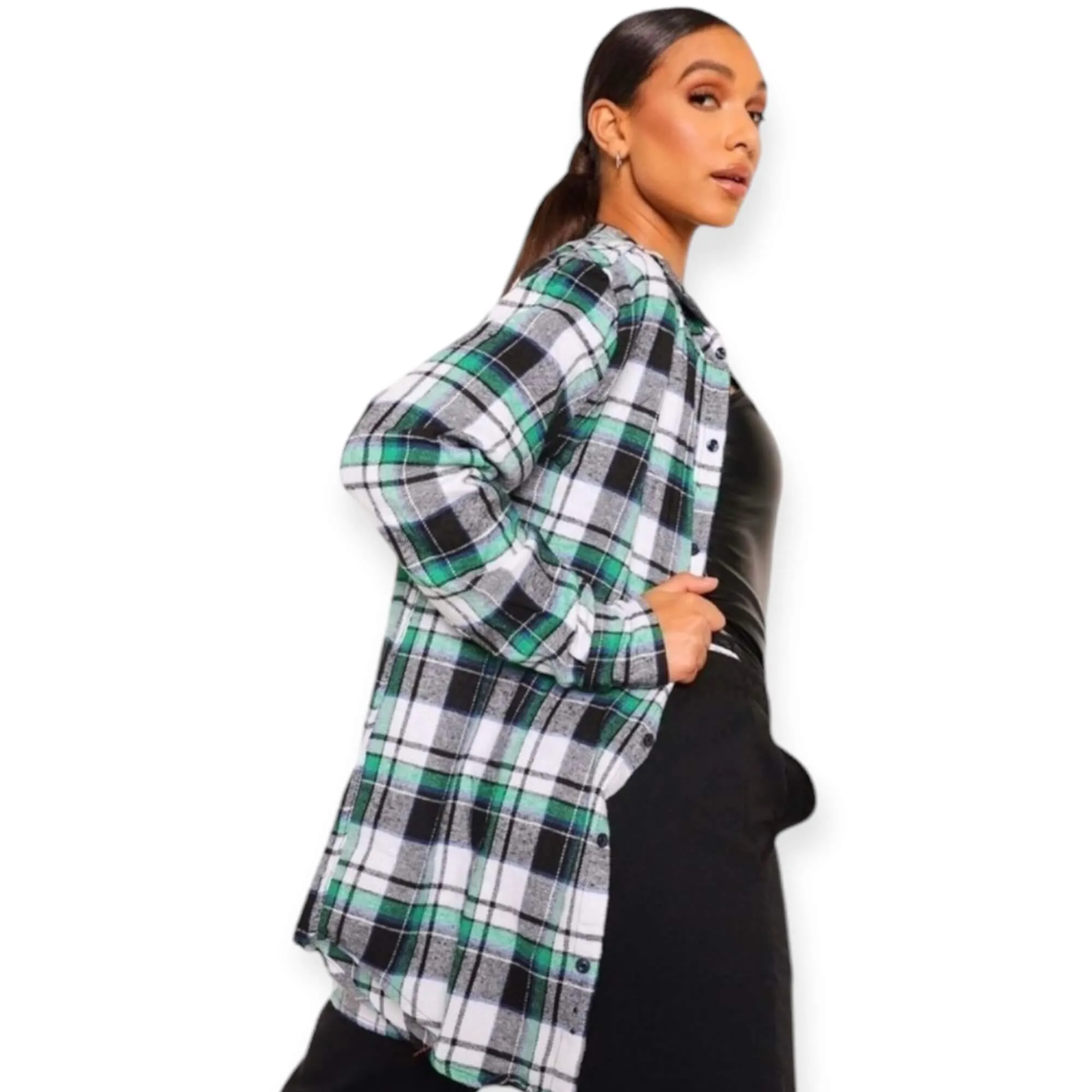 Street Chic Oversized Flannel Shirt