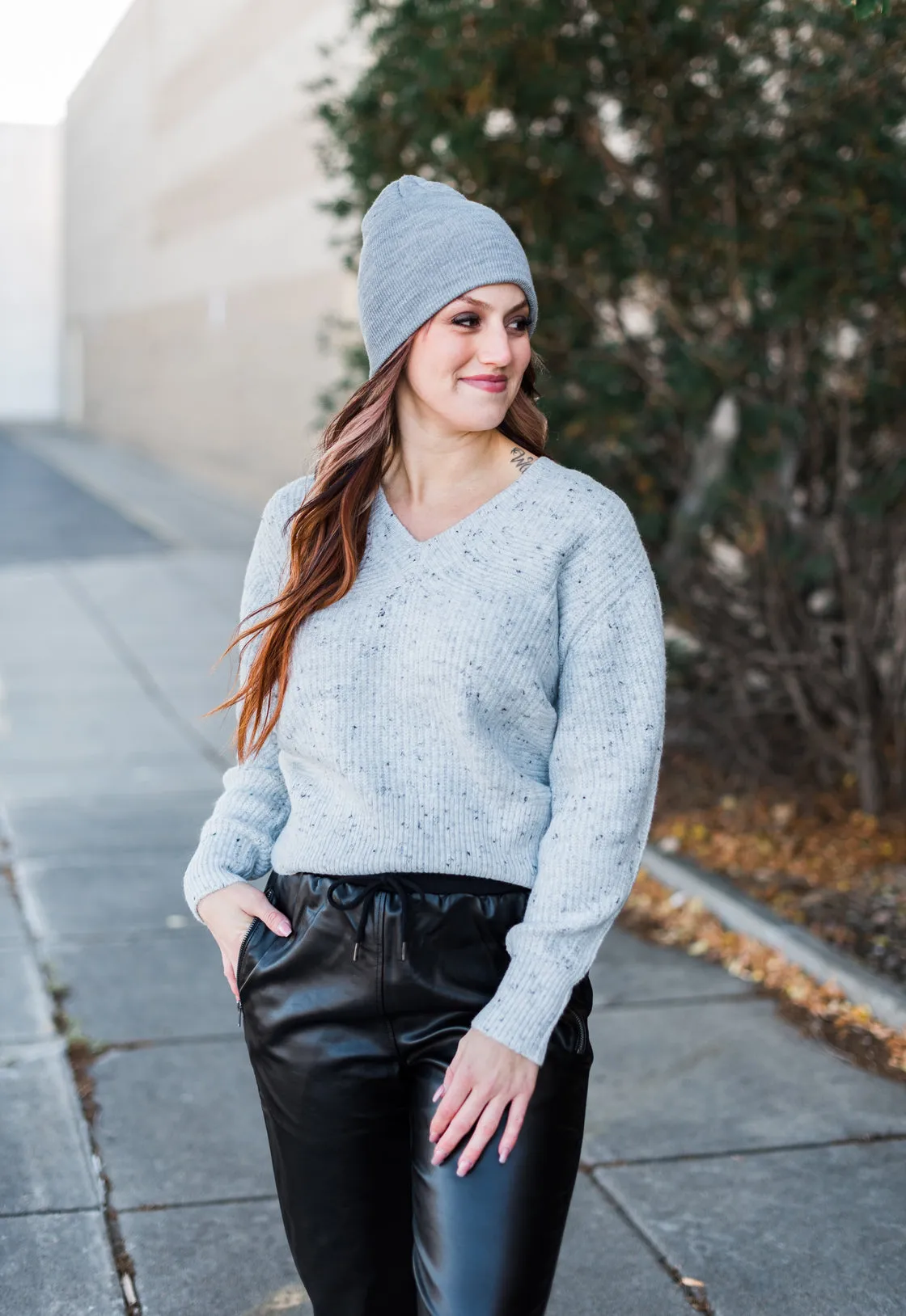 Susan Mossy Slub V-Neck Sweater