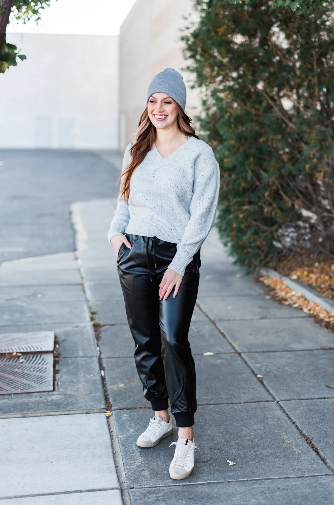 Susan Mossy Slub V-Neck Sweater