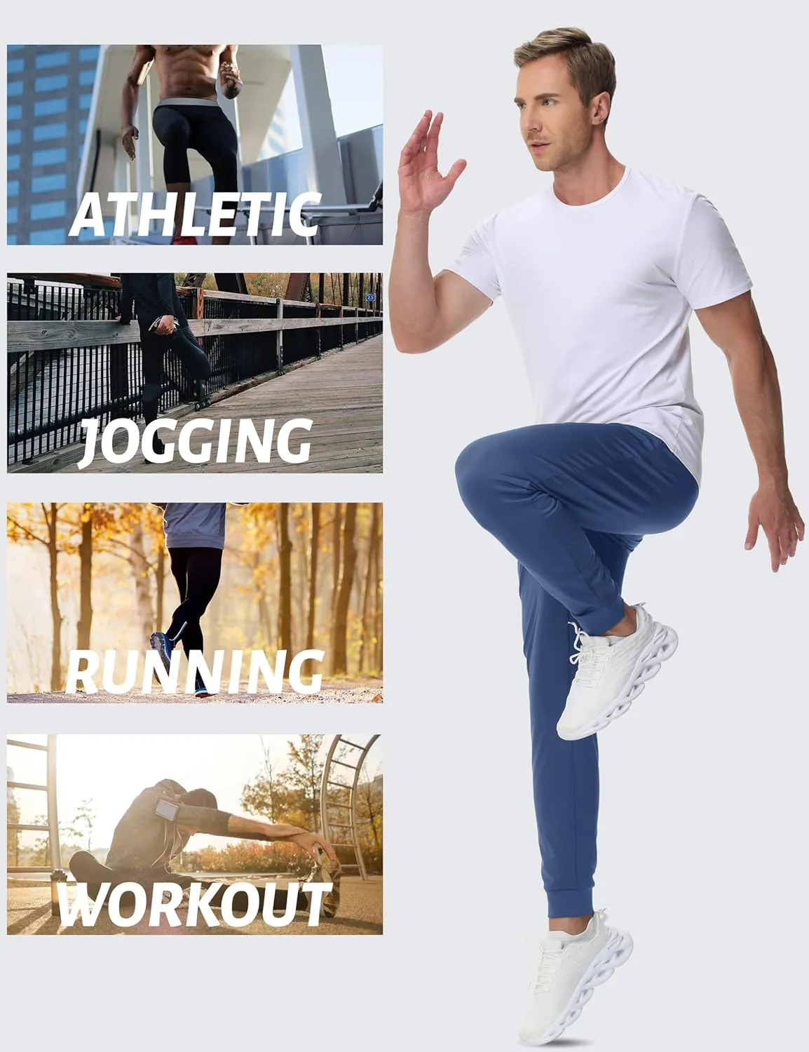 TACVASEN Men's Fleece Lined Joggers Winter Sweatpants with Pockets Water Resistant Warm Running Athletic Track Pants