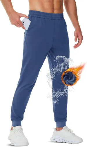 TACVASEN Men's Fleece Lined Joggers Winter Sweatpants with Pockets Water Resistant Warm Running Athletic Track Pants