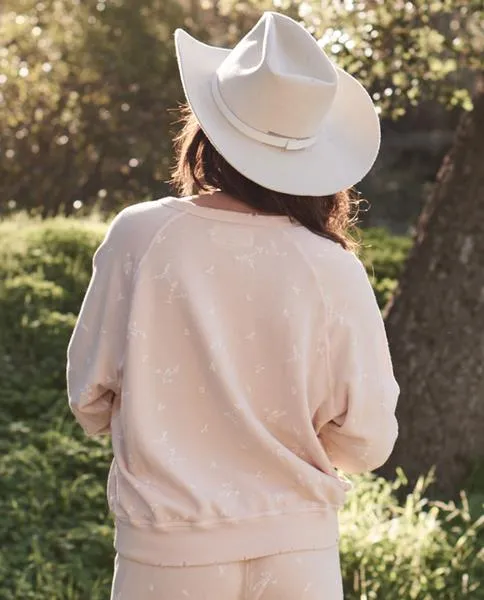 THE GREAT - The College Sweatshirt with Sprig Print in Powder