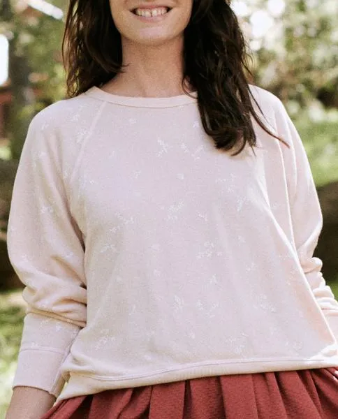 THE GREAT - The College Sweatshirt with Sprig Print in Powder