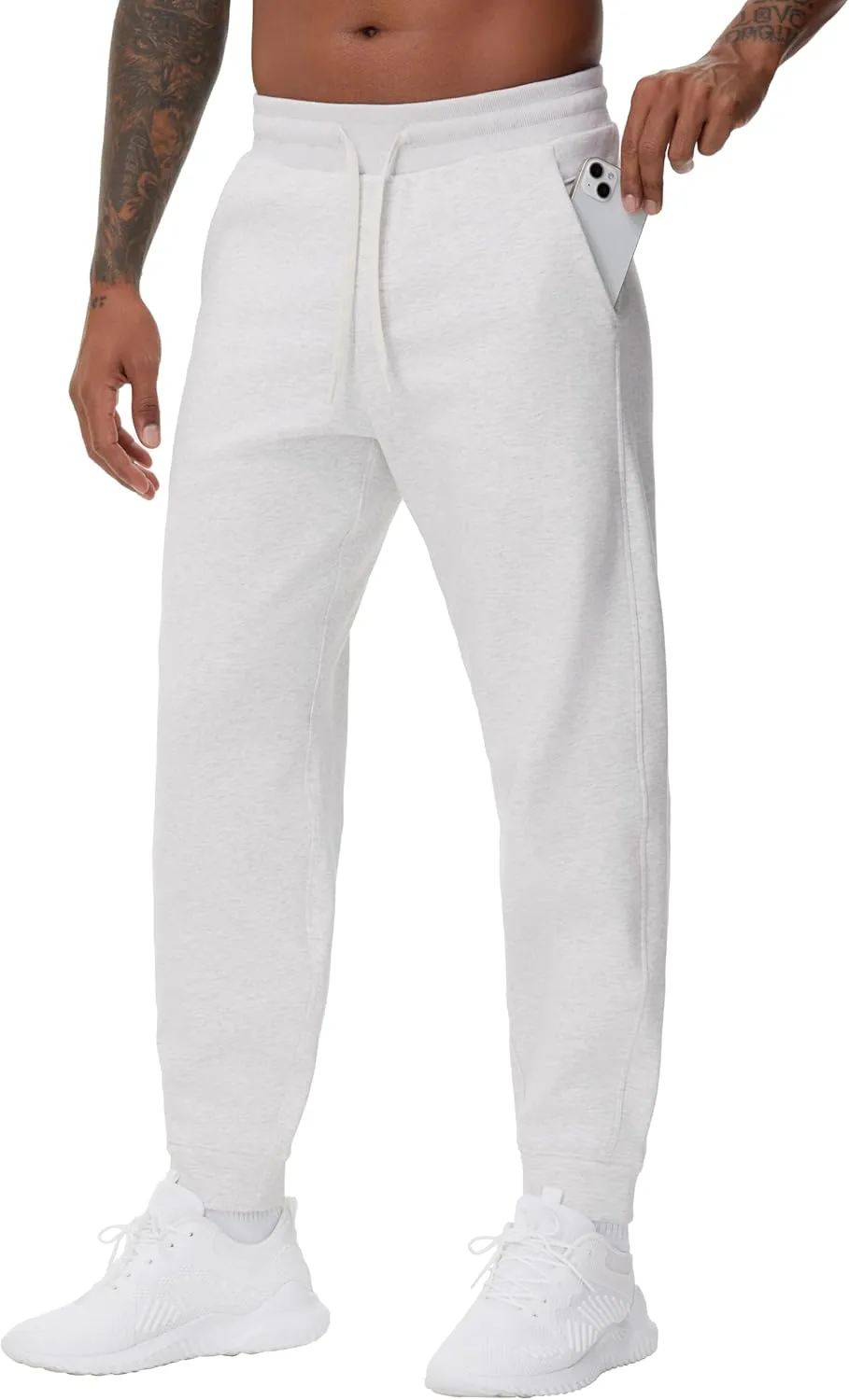 THE GYM PEOPLE Men's Fleece Workout Sweatpants Drawstring Tapered Running Lounge Jogger Pants with Pockets