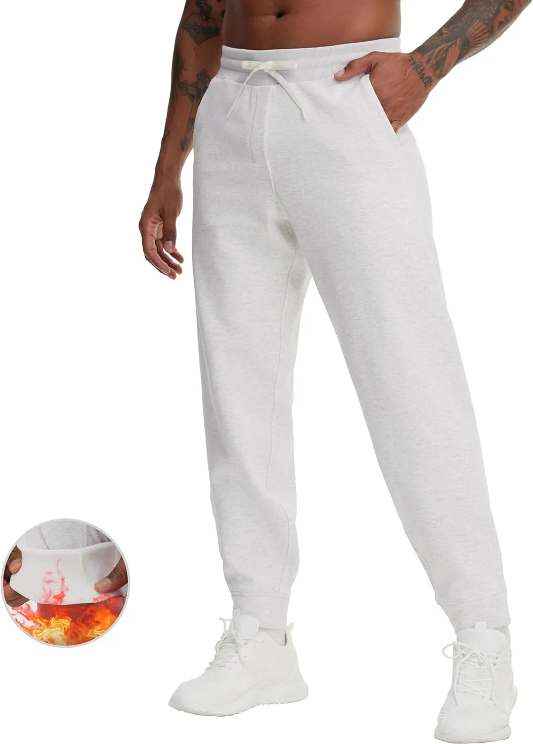 THE GYM PEOPLE Men's Fleece Workout Sweatpants Drawstring Tapered Running Lounge Jogger Pants with Pockets