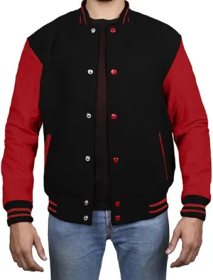 Varsity Jacket - Letterman Jacket - Lightweight Baseball Jackets In (33 Colors) Real Leather Sleeves