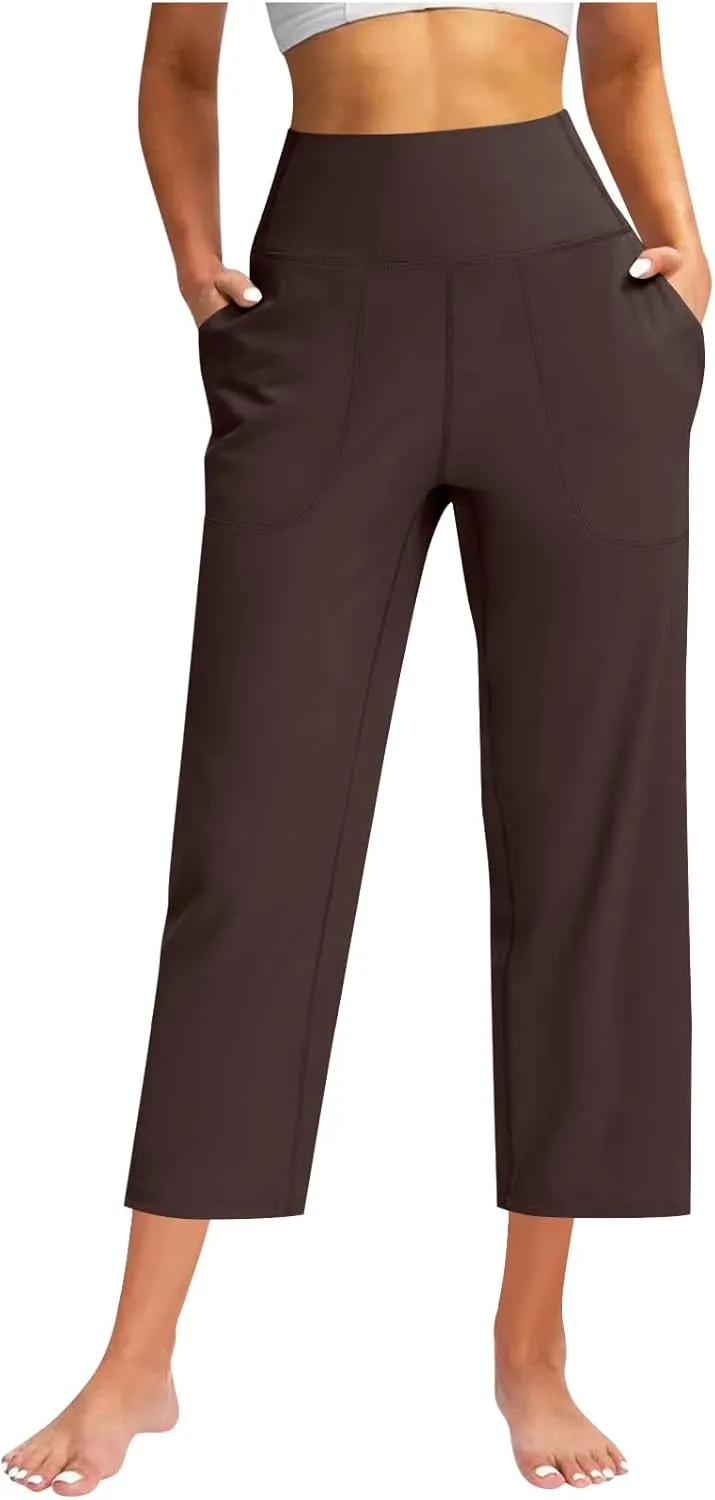 Women Yoga Capri Pants 2025 High Waist Solid Pant Wide Leg Workout Crop Summer Pants for Casual, Travel, Exercise