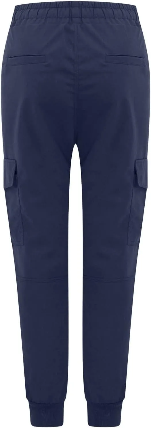 Women's Cargo Pants Tapered Leg Joggers Drawstring High Waist Pants Cotton Casual Hiking Trousers with Pockets