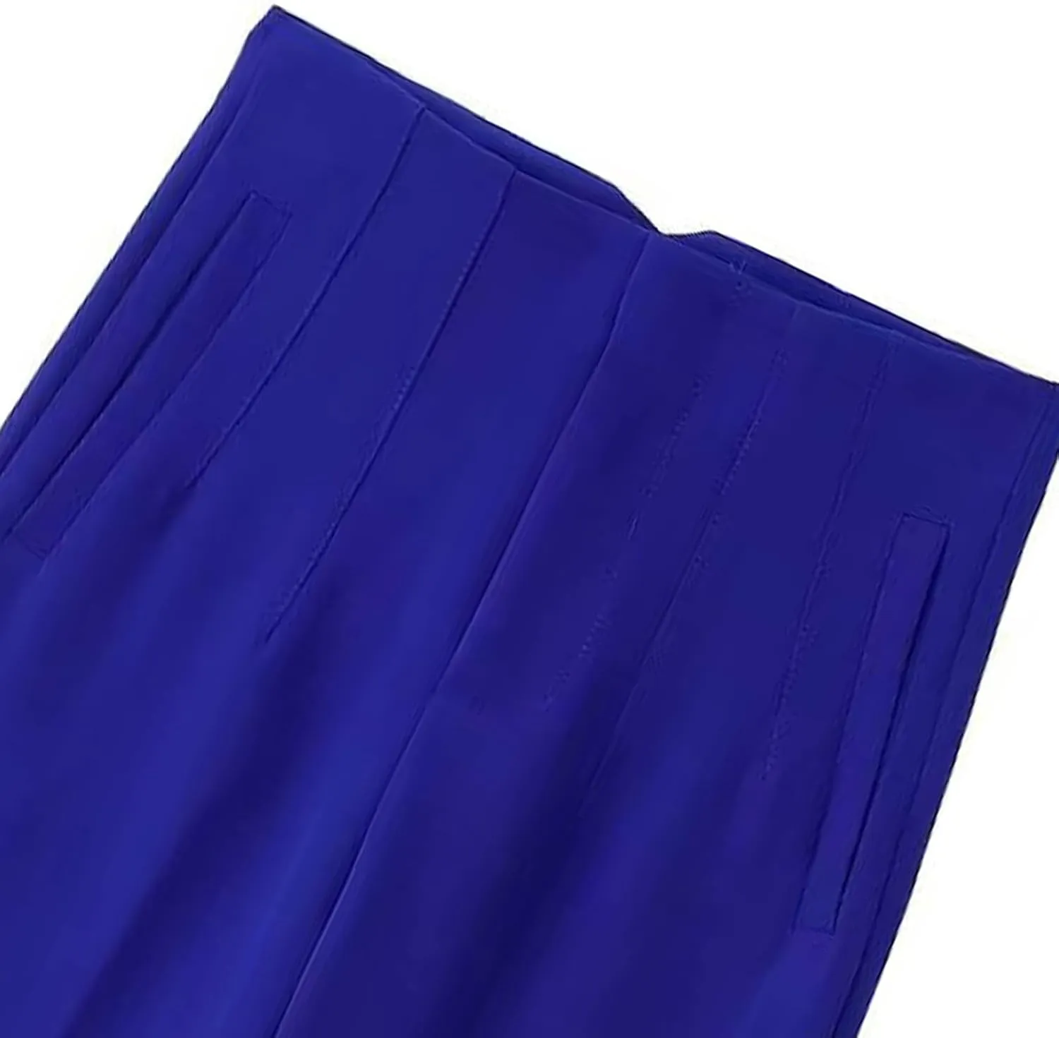 Women's Casual Wide Leg Pants Solid Color High Waisted Button Down Straight Long Trousers Pants Paper Bag Casual
