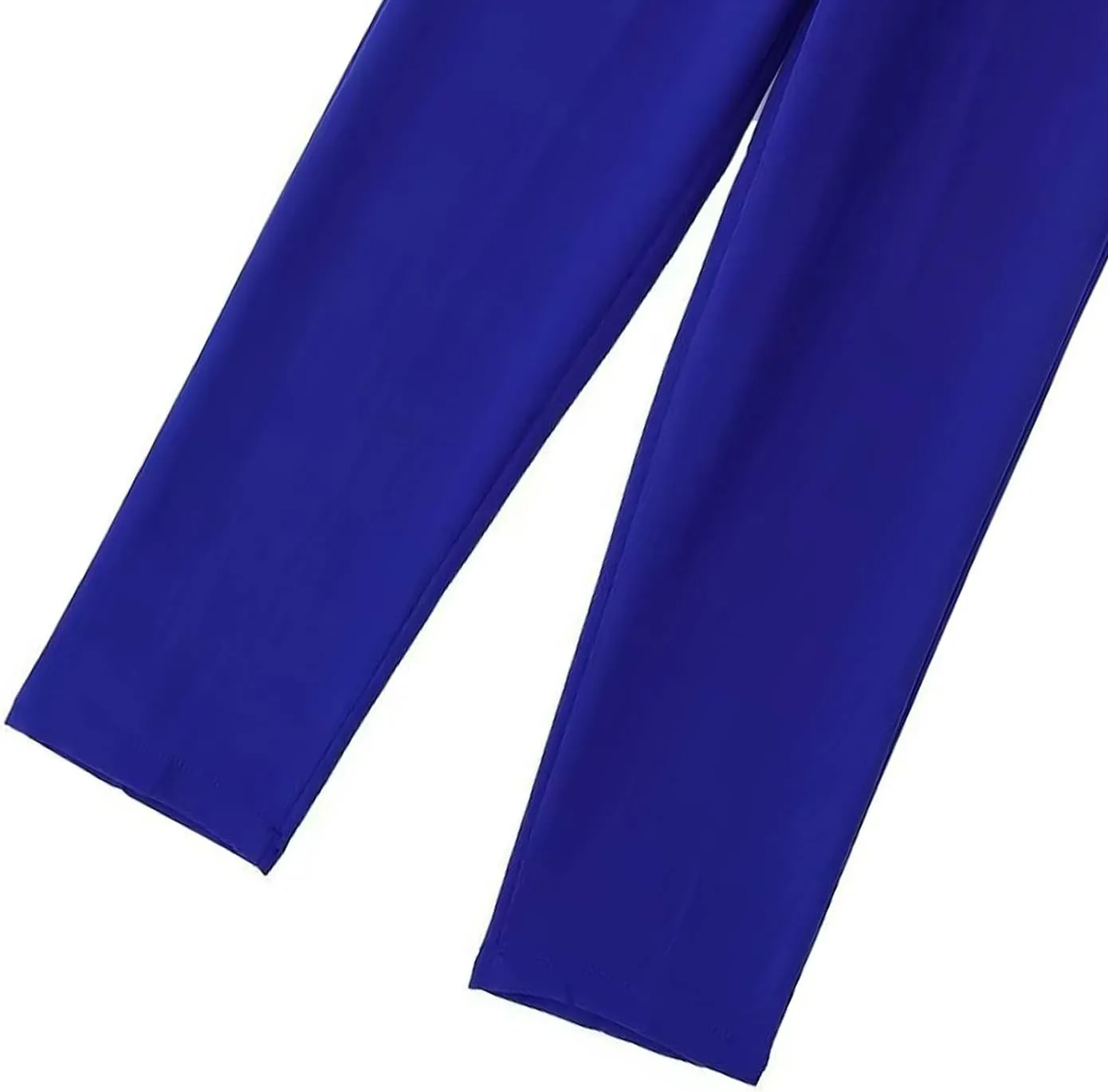 Women's Casual Wide Leg Pants Solid Color High Waisted Button Down Straight Long Trousers Pants Paper Bag Casual